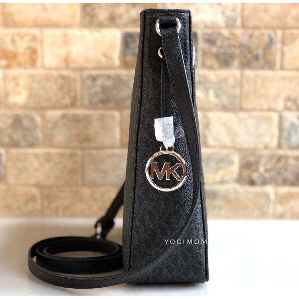 BUNDLE Michael Kors Jet set Travel Large MESSENGER Crossbody Purse Wallet Black - Picture 5 of 12